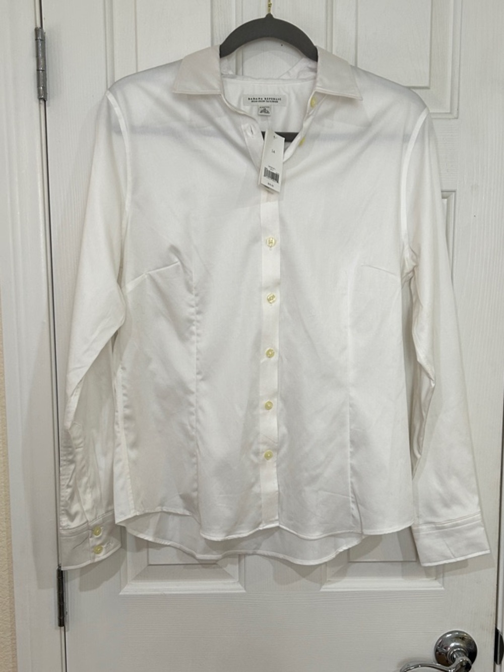 BNWT Banana Republic White Non-Iron Tailored Stretch Button-Down Shirt – Size 14